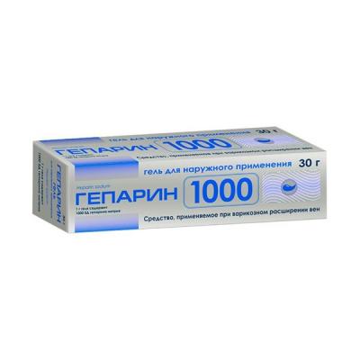 Гепарин гель для наруж. прим. 1 000ме/г 30г туба №1